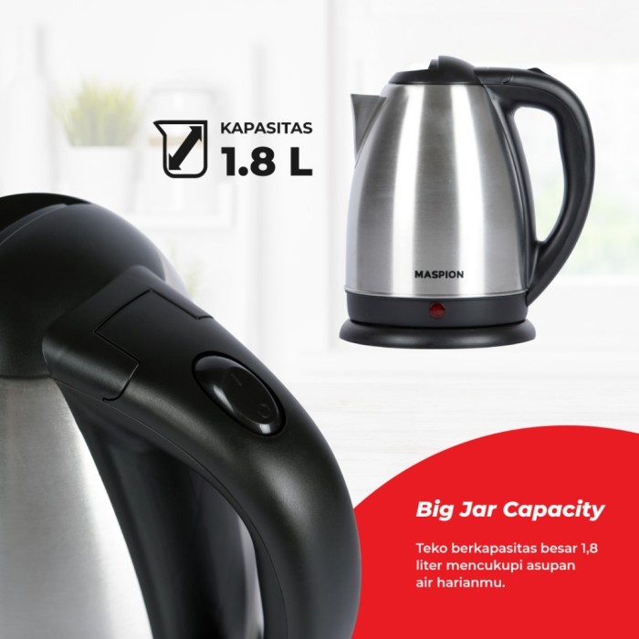 Maspion MEK1802KS - Kettle Listrik 1.8 L 500W-Pemasak Air Listrik-Pemasak Air-Teko Listrik-New Arriv
