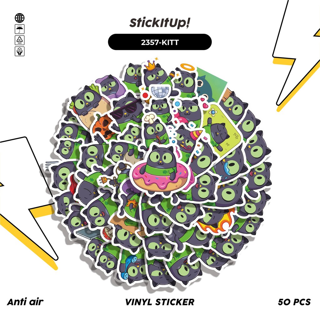 

COD✨ 50 Pcs Sticker Pack FUNNY BLACK KITTEN STICKER PACK 01 Lucu Aesthetic Vynil Waterproof untuk Freebies Sticker Buku Journal Casing HP Laptop