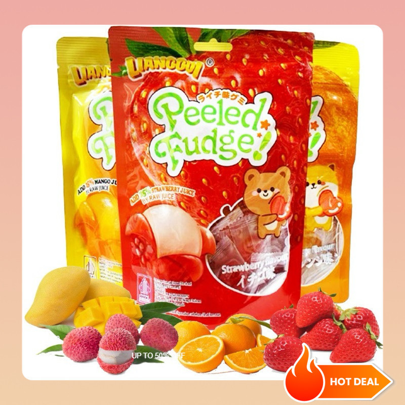 

[Harga promosi diskon]HALAL LIANGGUI PERMEN LUNAK VIRAL ANEKA RASA BUAH Peeled Fudge 4 rasa (mangga, jeruk, strawberry, lychee) Jellybean fruity Permen jagung Manis Permen jelly Camilan kantor Camilan santai Pesta makanan Makanan halal Yang manis