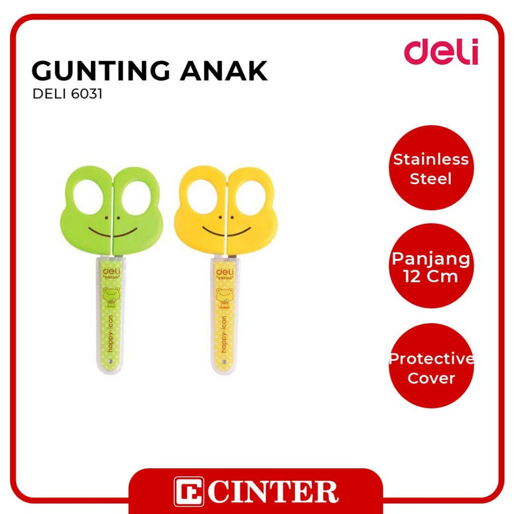 

DELI 6031 Gunting Kertas Anak Aman Di Tangan + Tutup / Scissor + Tutup