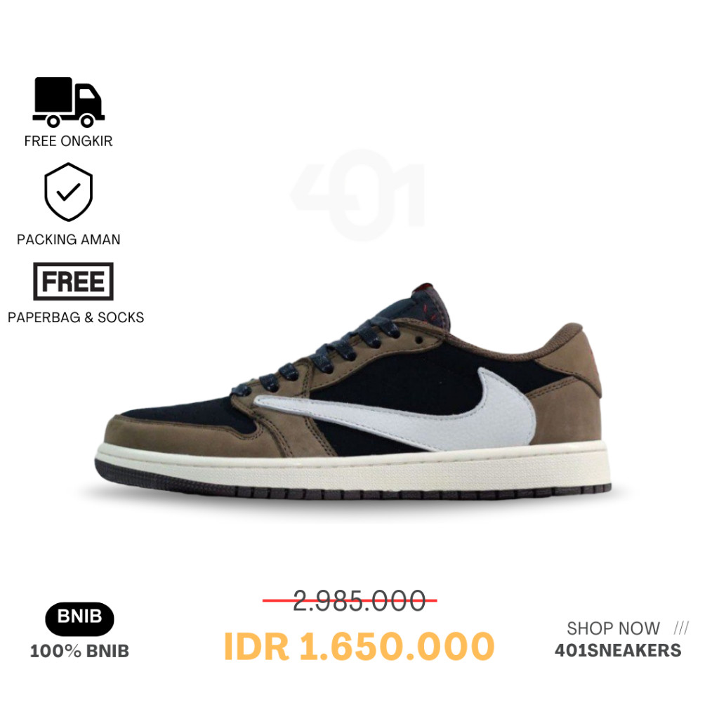 Sneakers Nike Air Jordan 1 Low Mocha x Travis Scott PK GOD 100% BNIB