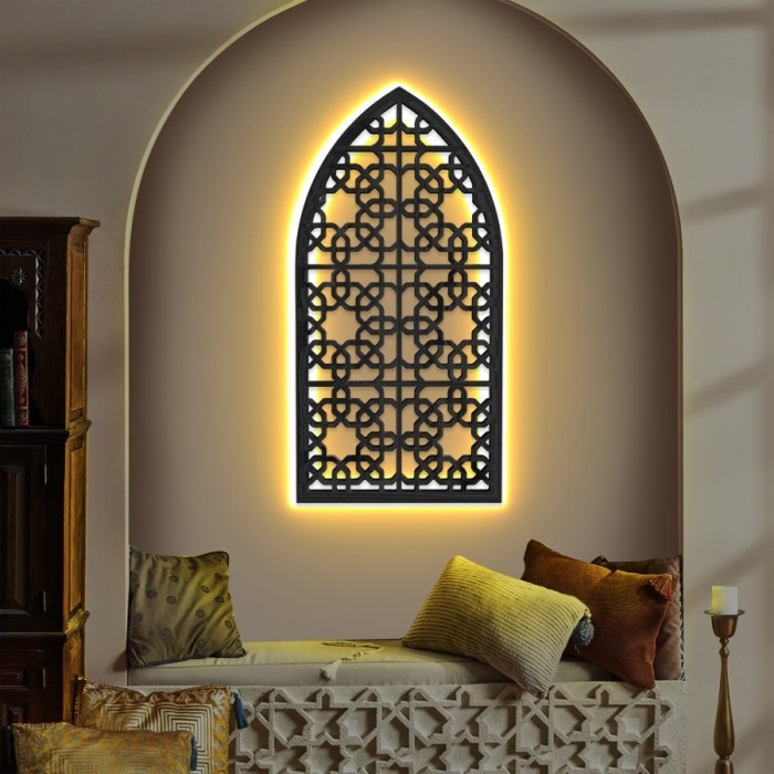 Hiasan Dinding Mihrab Mushola Rumah - Dekorasi Mihrab Dinding + LED - B