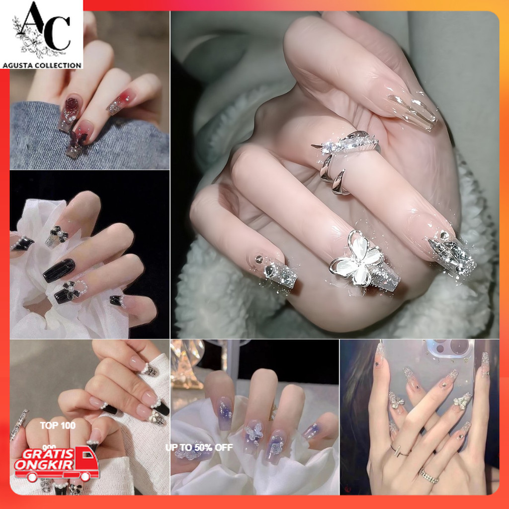 Kuku Palsu Terkini / 24Pcs/BOX 3D Kuku Palsu grosir kuku nail alat perawatan kuku perawatan kecantik