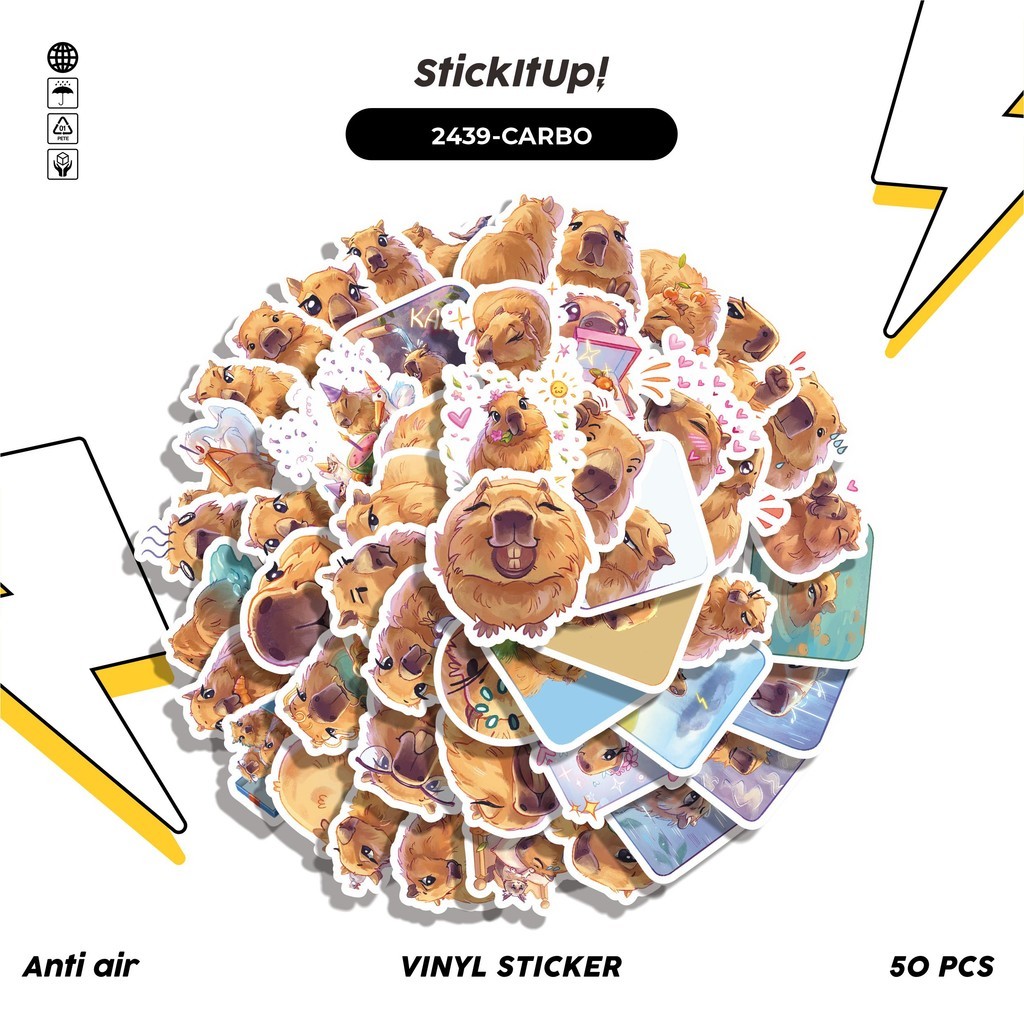 

COD✨ 50 Pcs Stiker FUNNY CHARACTER CARBONARA THE CAPYBARA STICKER PACK 01 Lucu Anti Air Untuk Dekorasi Notebook Sepeda Skateboard Handphone DIY