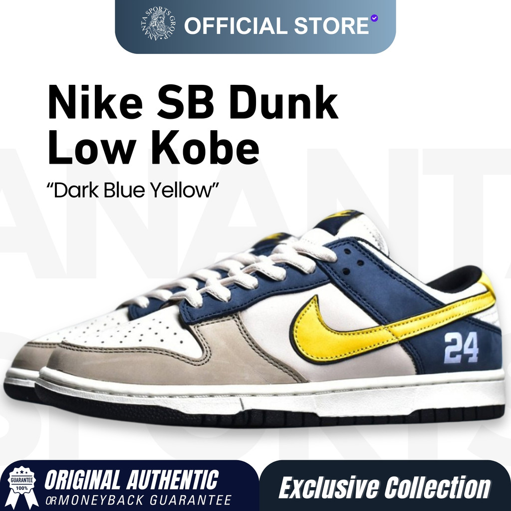 Sepatu Nike SB Dunk Low Kobe Dark Blue Yellow Original