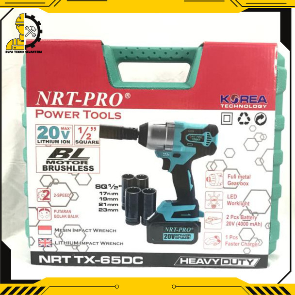 BOR CORDLESS / BOR BATERAI 20 V BRUSHLESS IMPACT WRENCH SQUARE TX 65 DC NRT-PRO