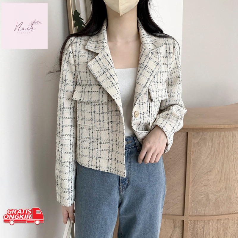 Jaket Korea / jaket korean style wanita oversize lengan panjang import jaket kekinian jacket crop wa