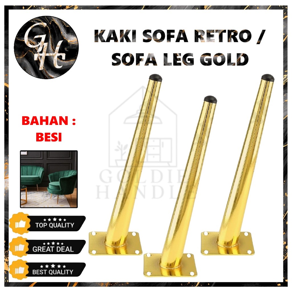 Kaki Sofa Retro Besi Gold 15cm Kaki Kursi Besi Kaki Sofa Leg Besi Model Scania Retro