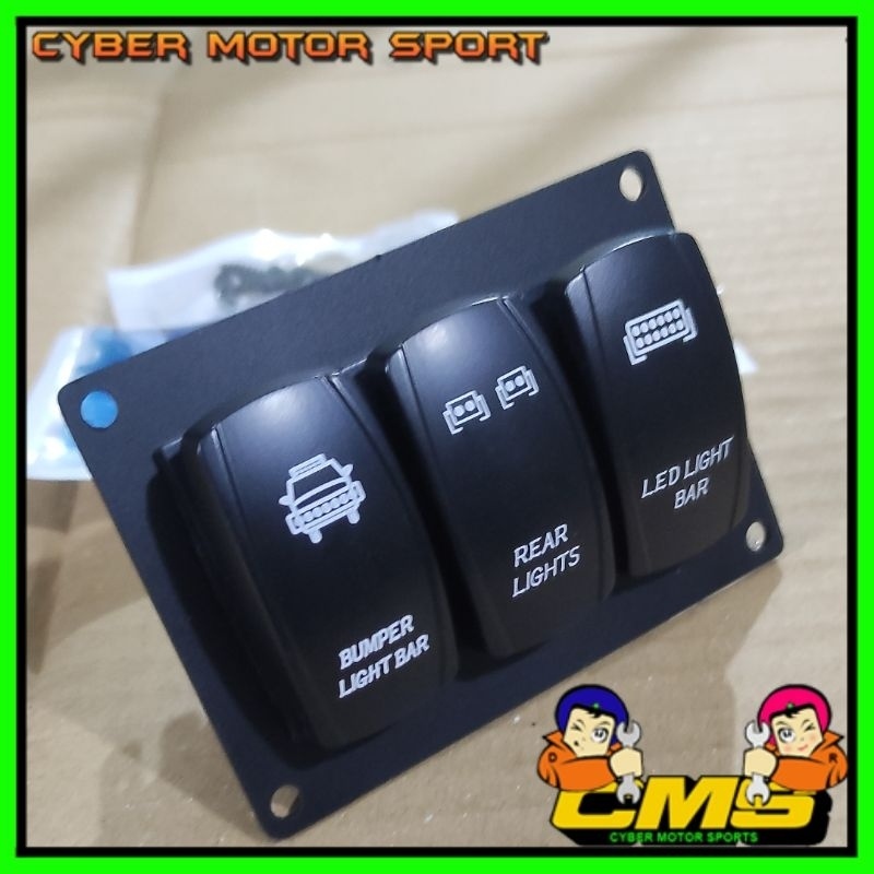 Saklar 3in1 untuk 3 lampu . Saklar lampu mobil 12v 24v . 3 switch