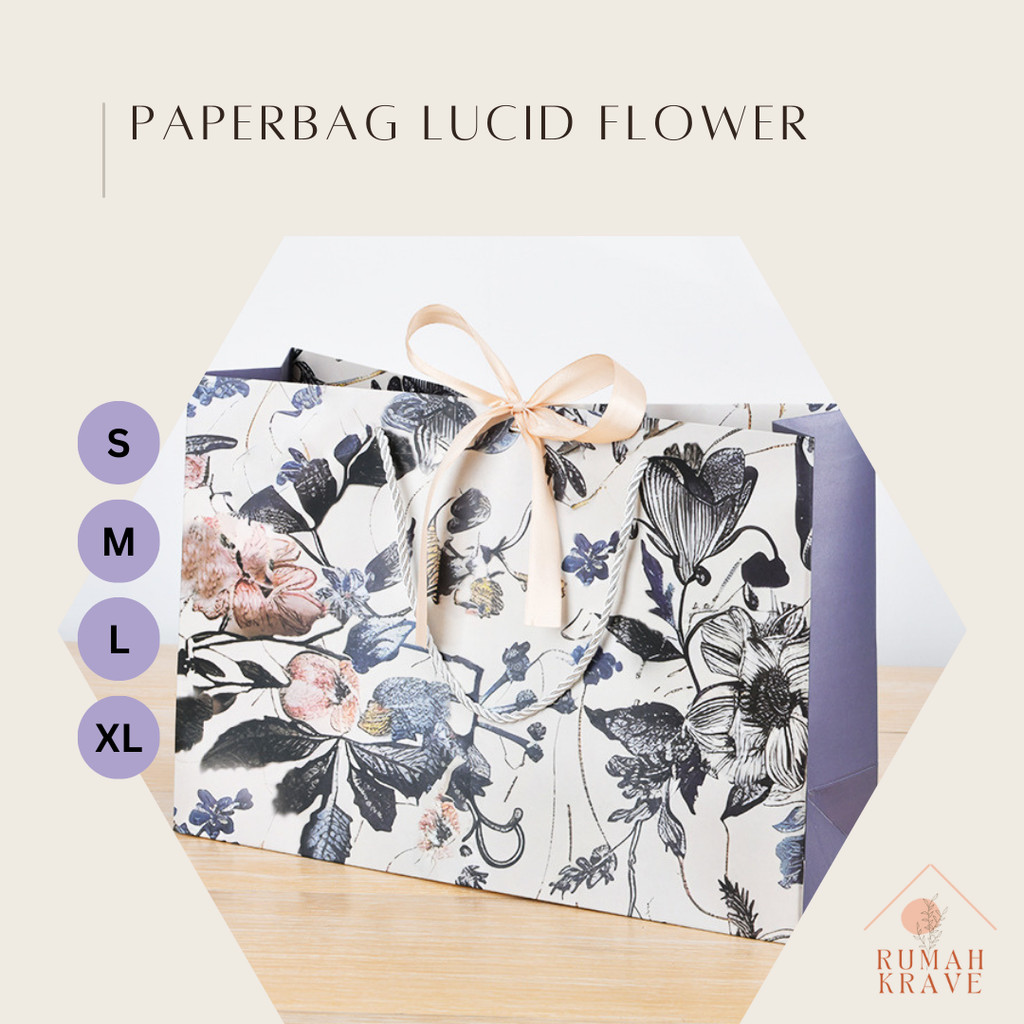 

RUMAH KRAVE - Paperbag Lucid Flower Tas Kantong Kado Motif Bunga Ungu