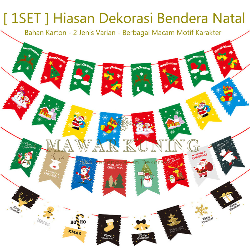 [ 1SET ] Hiasan Dekorasi Bendera Natal / Perlengkapan Natal / Hiasan Natal