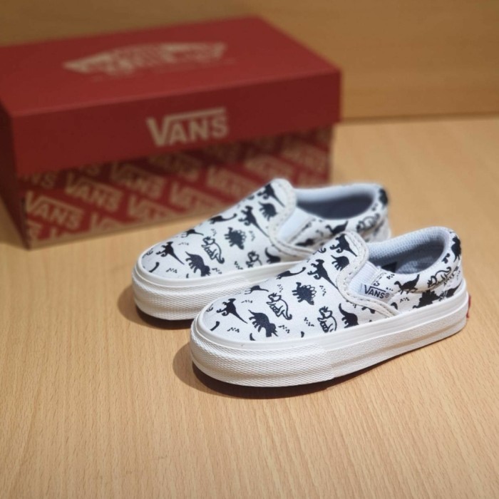 Sepatu Sneaker Anak Laki Laki Perempuan Vans Slip On Kids Hitam Catur - 8, Ukuran Lainya