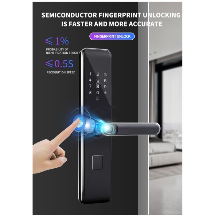 

Smart Door Aplikasi Tuya Fingerprint Password Key Card Kartu Kunci Pintu MJ3