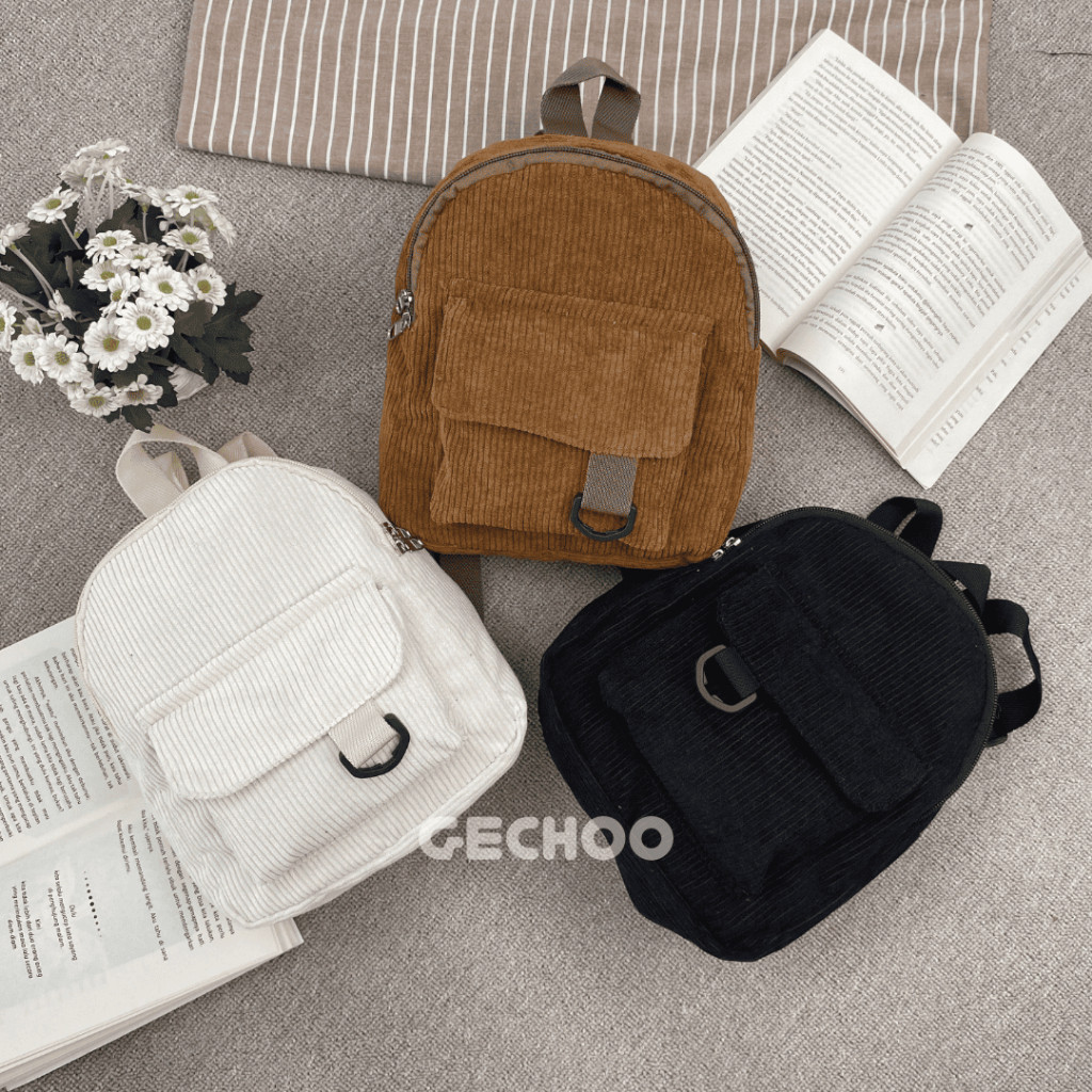 Cia Corduroy Mini Backpack – Tas Ransel Mini Aesthetic, Ringan & Timeless