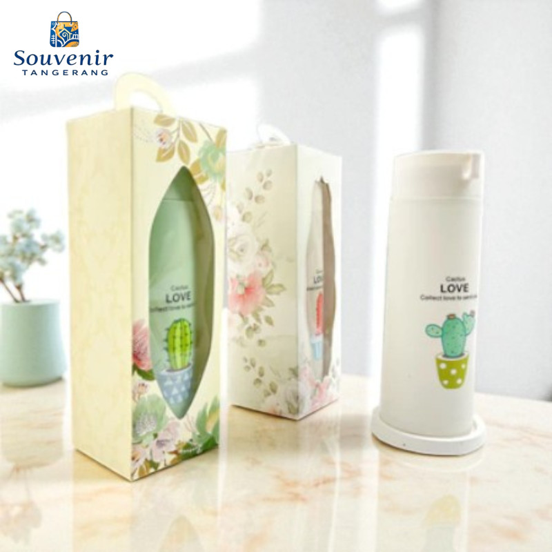Souvenir Botol Kaca Kaktus Custom Sablon Dengan Box Souvenir