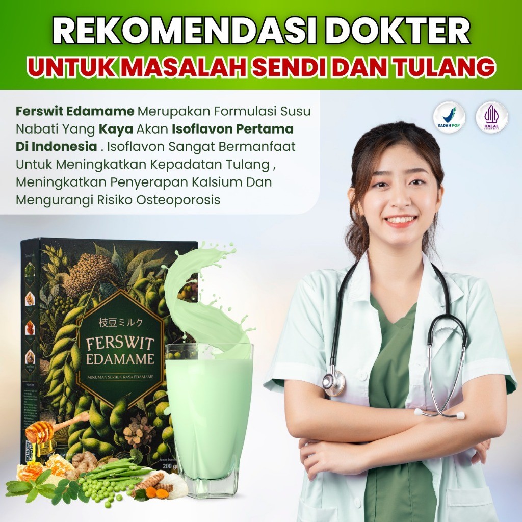 

Susu Edamame Jepang BPOM Untuk Kolesterol, Asam Urat, Nyeri Sendi & Tulang 100% Original