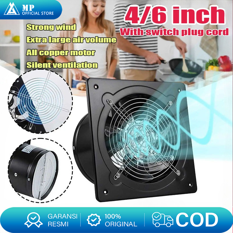 COD 4/6 Inch Exhaust Fan Dinding Plafon /Booster Fan Ventilasi Kamar Mandi & Dapur /Wall Duct Hisap 