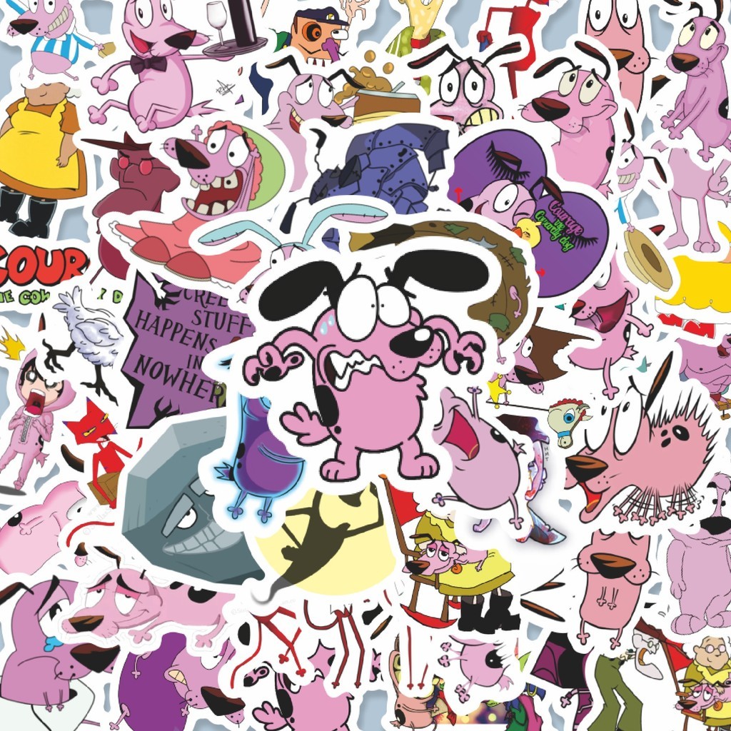 

100PCS Lucu Kartun Courage The Cowardly Dog Stiker Aesthetic Stiker Anti Air Stikers Berperekat Waterproof sticker decal buat Motor Helm Buku Journal Koper Casing HP Laptop Botol Minum Hadiah anak