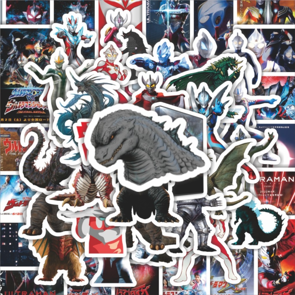 

100PCS Lucu Stiker Kartun Ultraman Stiker Aesthetic Stiker Anti Air Stikers Berperekat Waterproof sticker decal buat Motor Helm Buku Journal Koper Casing HP Laptop Botol Minum Hadiah anak