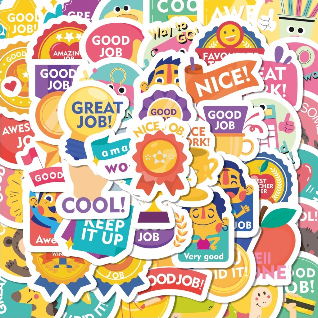 

100PCS Lucu Stiker Koleksi Penghargaan,Pujian & Motivasi Stiker Aesthetic Stiker Anti Air Stikers Berperekat Waterproof sticker decal buat Motor Helm Buku Journal Koper Casing HP Laptop Botol Minum Hadiah anak