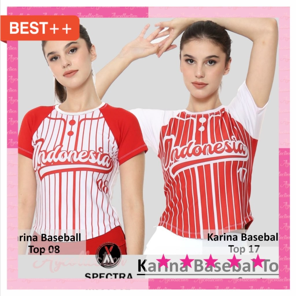 Baju Senam 17an agustusan murah kekinian jalan sehat / Baju Senam KARINA BASEBALL Baju Senam Murah K