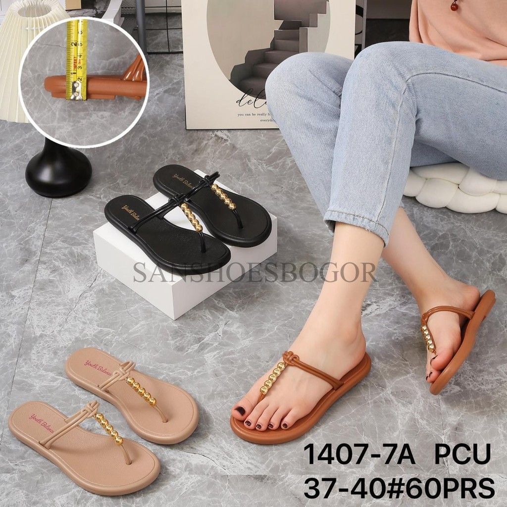 SANDAL JEPIT WANITA VARIASI MUTIARA BALANCE IMPORT ANTI SLIP ANTI LICIN 1407-7A