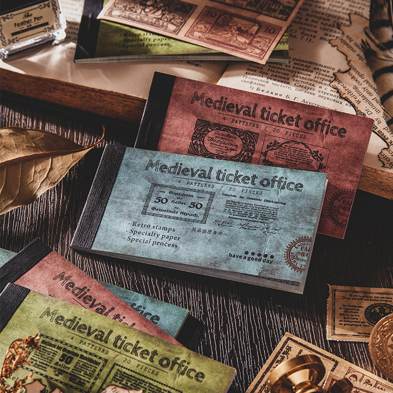 

1set/lot Memo Pads Material Paper Medieval Ticket Office Junk Journal Scrapbooking Cards Retro Background Decoration Paper