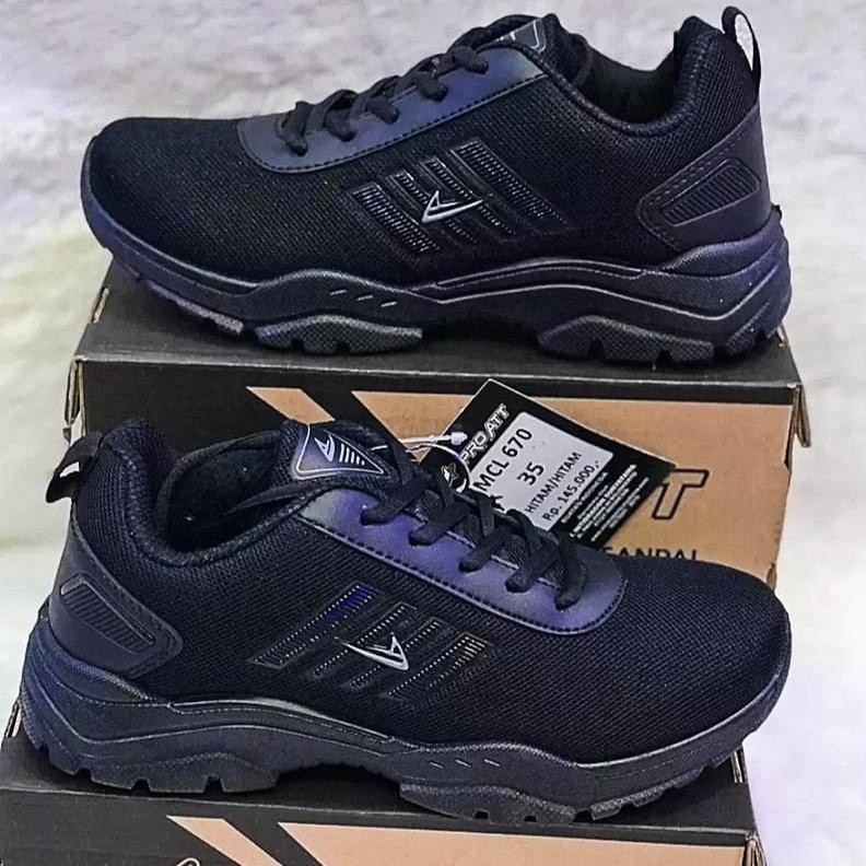 Sepatu Sekolah Pro ATT Size 35 - 43 Tali Full Hitam Dan Hitam Putih MCL 670 Pia dan wanita KAKICILIK