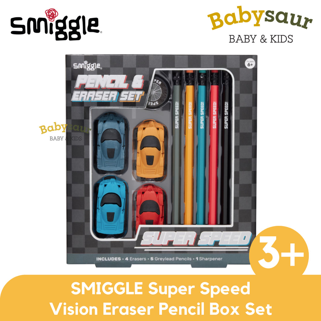 

SMIGGLE 100% Original Super Speed Vision Eraser Pencil Box Set Perlengkapan Sekolah Alat Tulis Anak Laki Laki