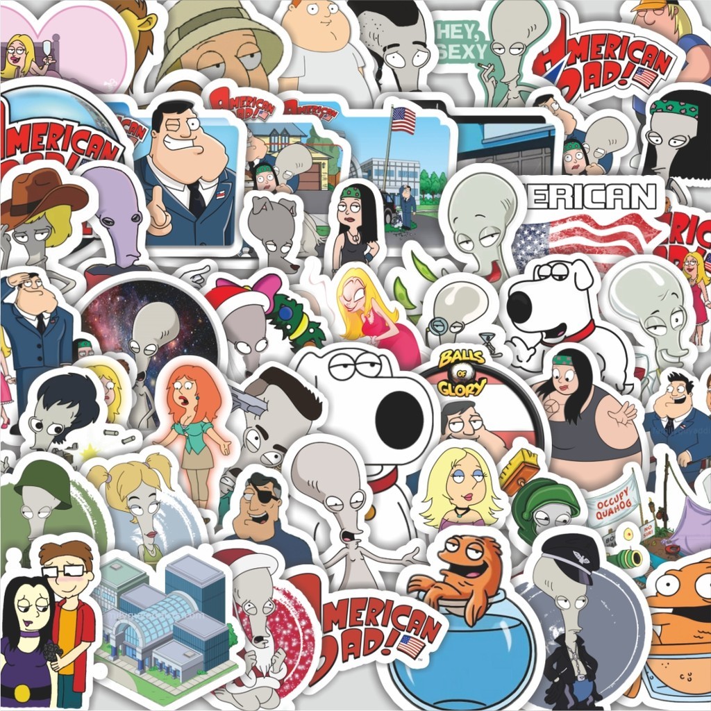 

Stiker Cutting Pack Stiker Kartun American Dad [ Ayah Amerika] Isi 100Pcs Series Aesthetic Lucu Keren Untuk Koper Bahan Vynil