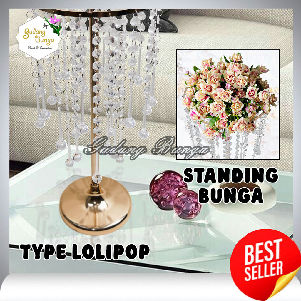 (GB) VAS BUNGA STANDING LOLIPOP | DEKORASI PELAMINAN | HIASAN MEJA MEWAH | DECOR WEDDING SURABAYA