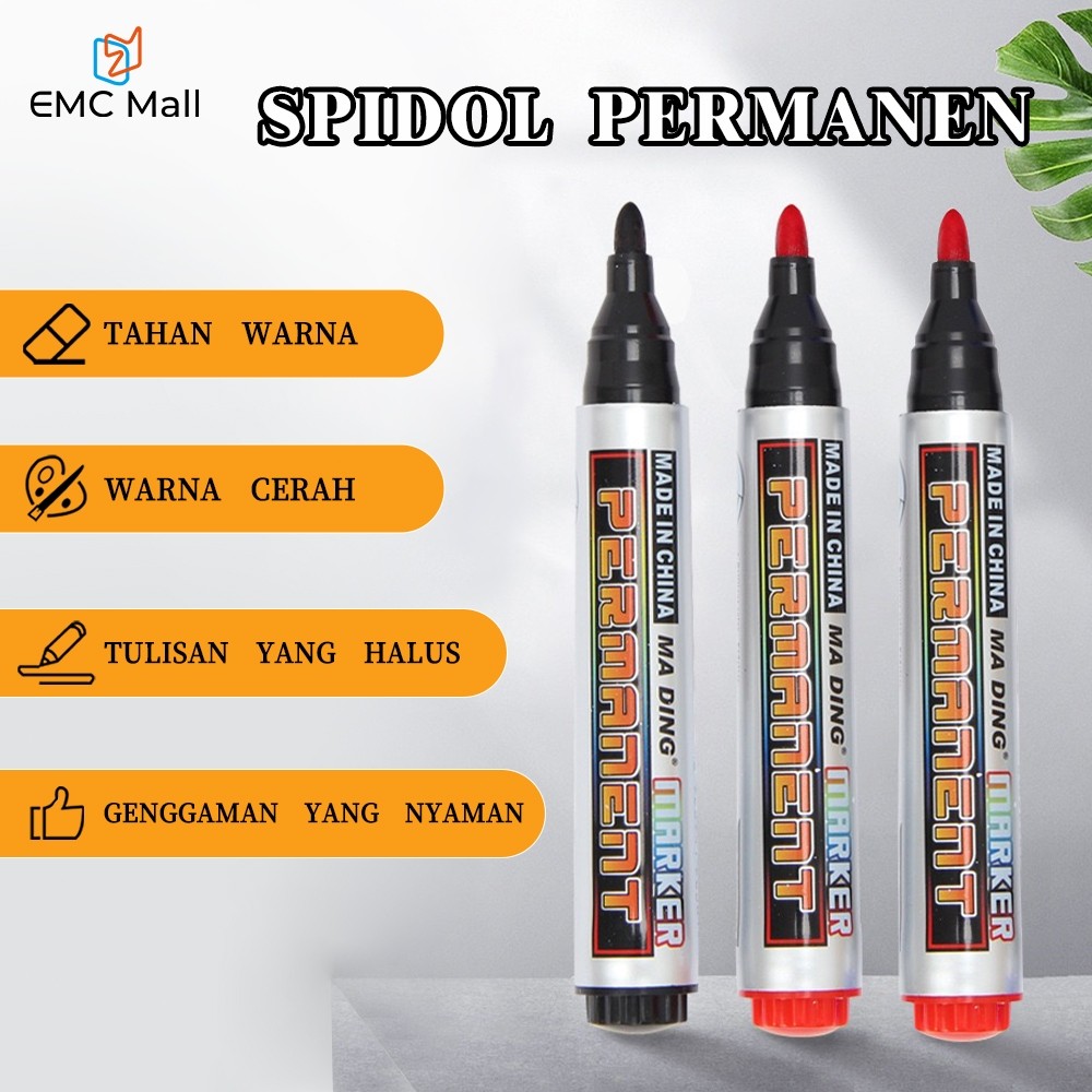 

10 PCS Spidol Tahan Air Tahan Lama Spidol Tidak Luntur Alat Tulis Spidol Tinta Spidol Cepat Kering Hitam Merah
