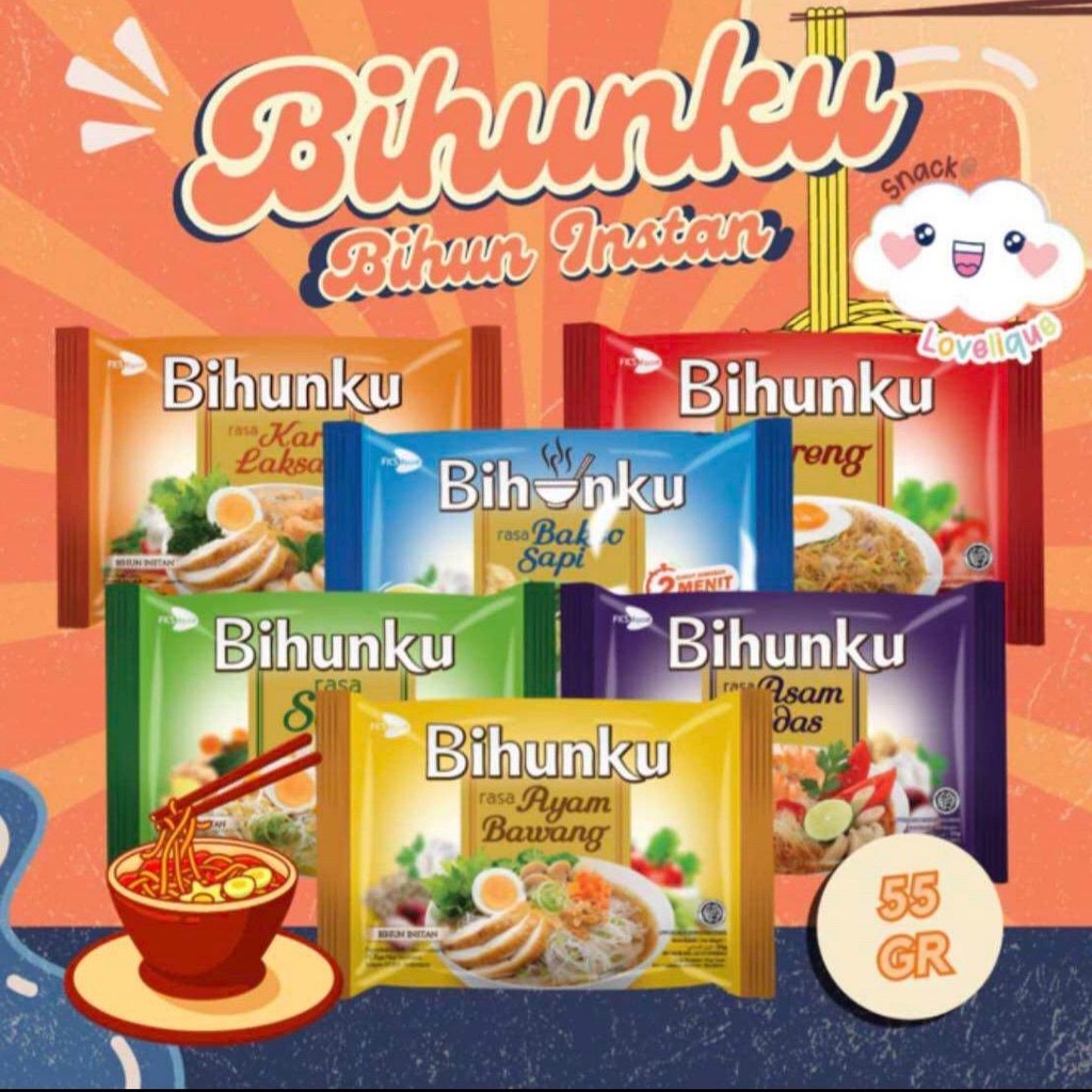 

Bihunku Bihun Mie Instan 55gr All - Variant - ( Soto / Ayam Bawang / Asam Pedas / Kari Laksa / Baso Sapi / Goreng )