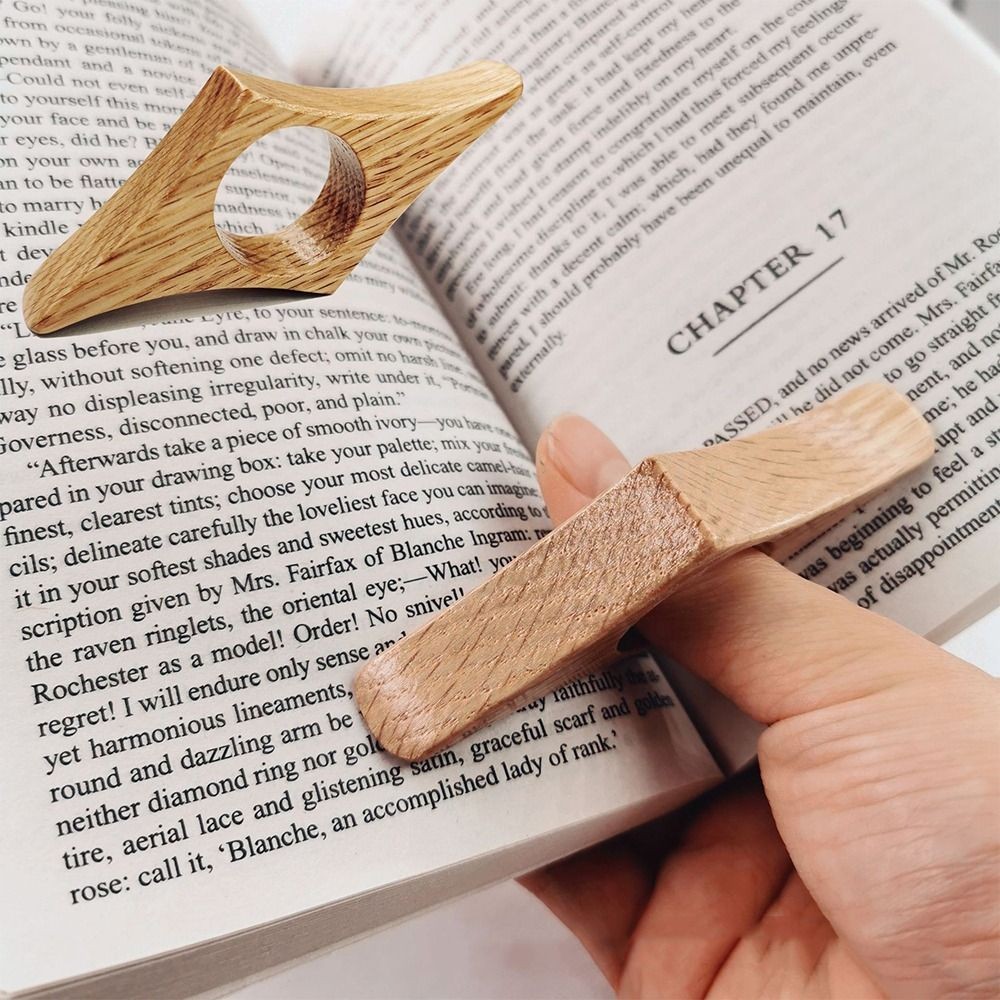 

Wooden Thumb Bookmark One Hand Reading Finger Ring Book Markers Convenient Bookmark Support Book Page Holder Reading Aids Tools