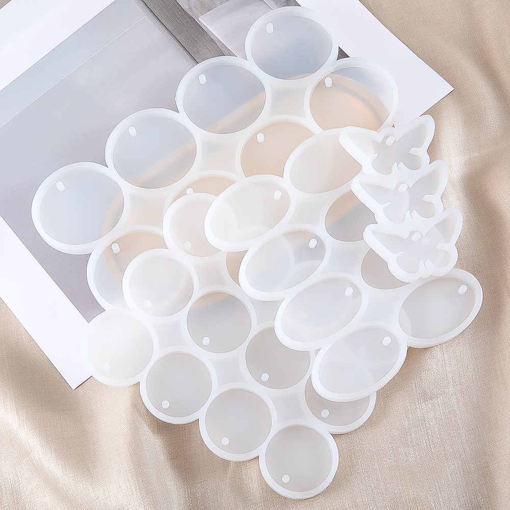 

3/8/12pcs Resin Silicone Mold Oval Round Butterfly Pendants Crystal Epoxy Earring Necklace Charm for Jewelry Making Keychain Tag