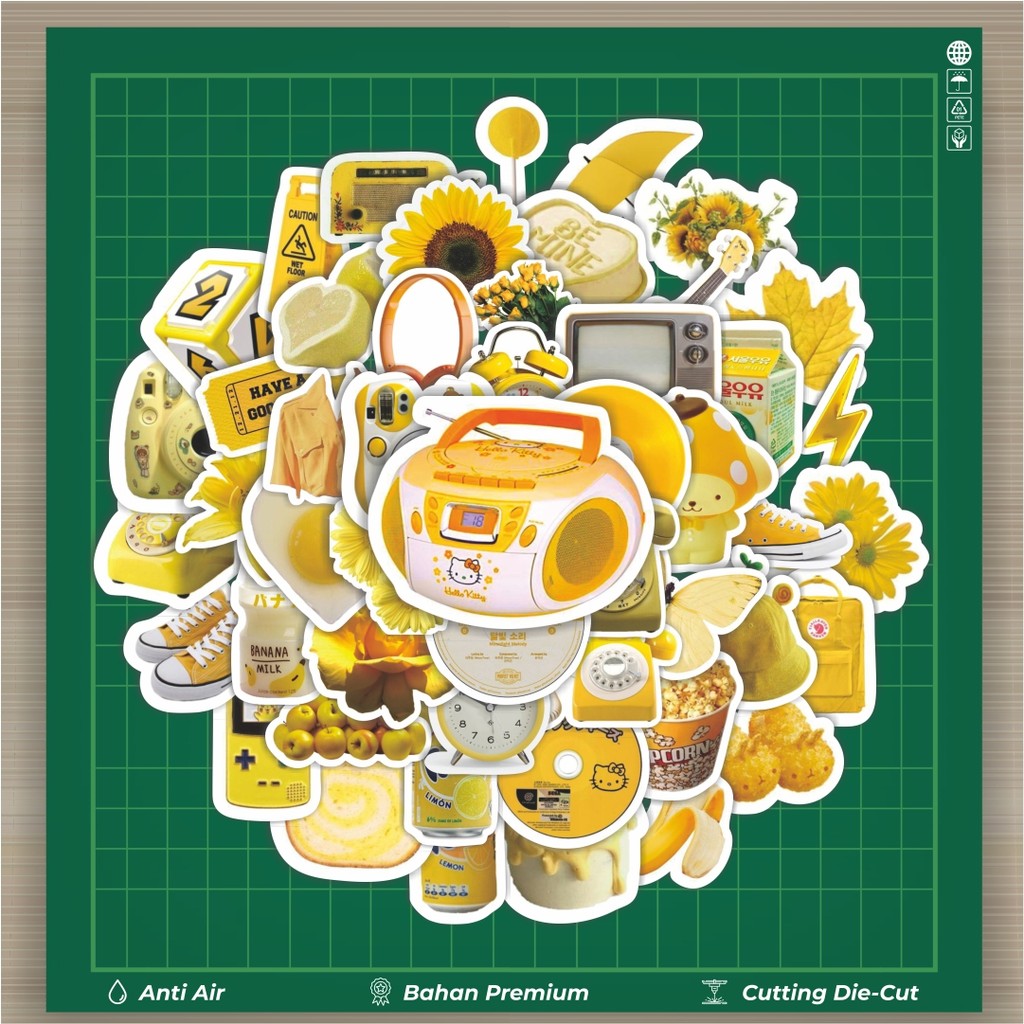 

HOT 50 PCS STIKER Stiker INS Style Yellow Dekorasi Lucu Kreatif untuk Notebook, Skateboard, HP