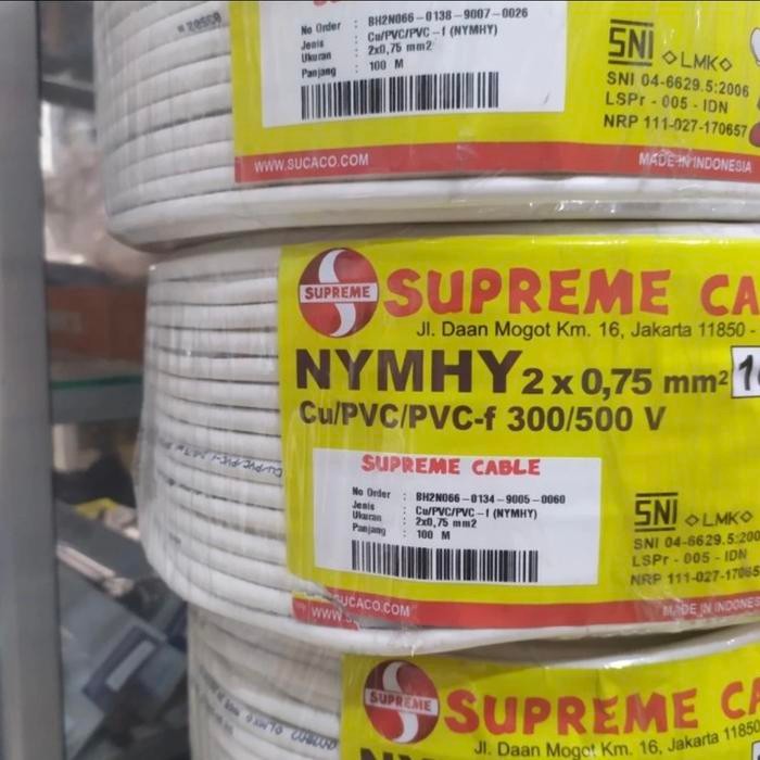 KABEL SUPREME NYMHY 2x0.75 MM @100MTR / Kabel Serabut Nymhy 2x0.75