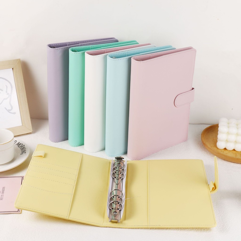 

A5 Macaroon Color PU Leather DIY Binder Photocards Collect Book Diary Agenda Planner DIY Cover Album Stationery