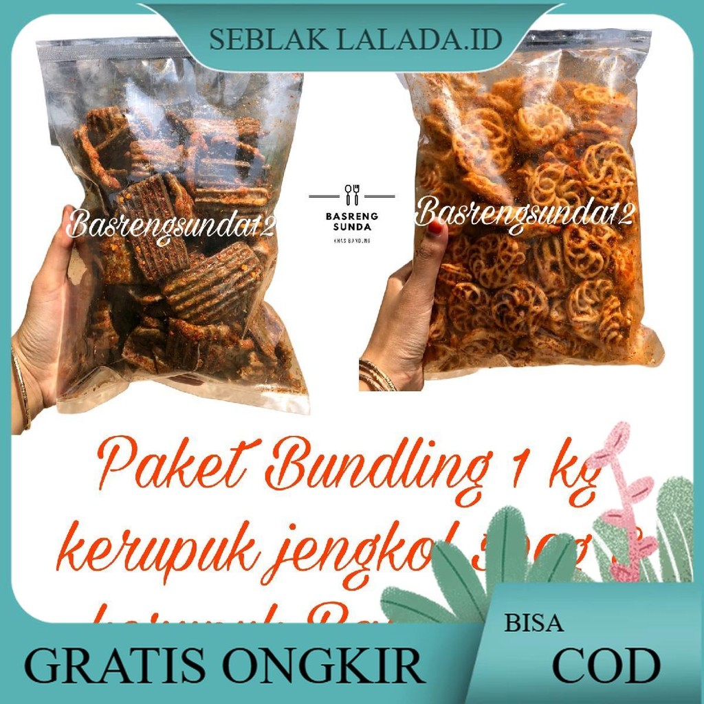 

Paket bundling 1kg Kerupuk Jengkol 500gram + kerupuk Rafael 500gram pedas daun jeruk Cemilan Instan Food Makanan Goreng