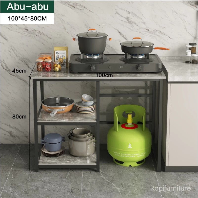 Kopifurni Meja Kompor Gas 2 Tungku Rak