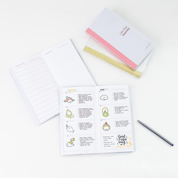 

Life Plan Journal - Life Plan Journey UNDATED PLANNER Half-Year 6 Months Travel Size - Undated Planner/Soft Cover/Agenda - Lime Splash
