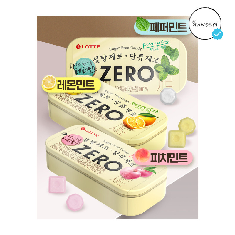 

LOTTE Zero Candy Peppermint Peach Lemon Original Korea