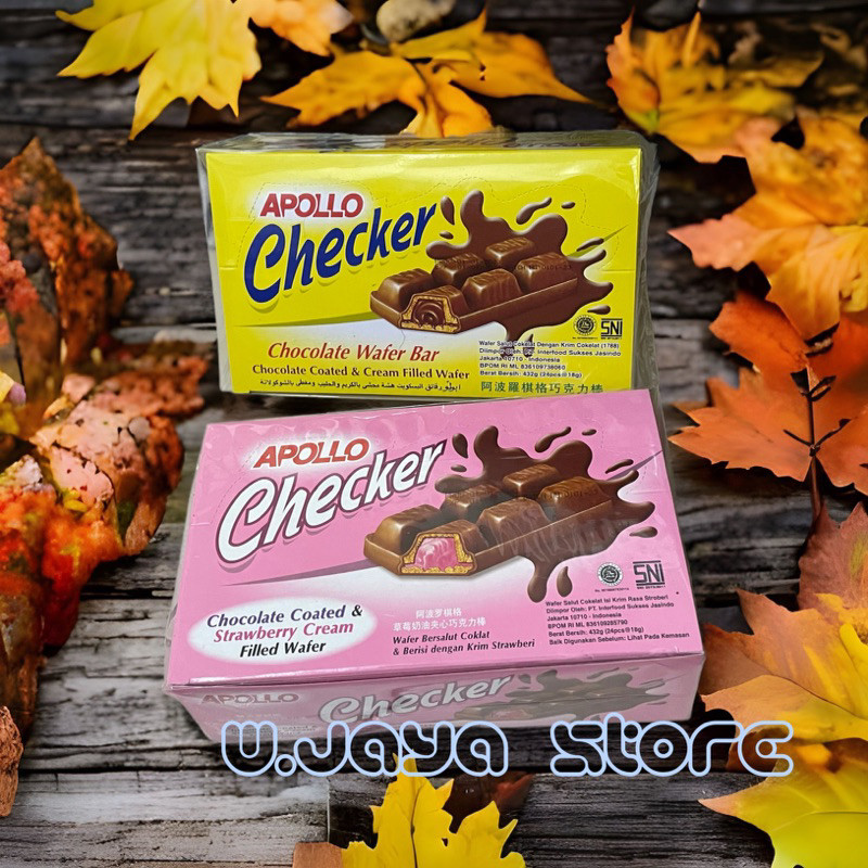 

Apollo Checker/ Chocolate Wafer Bar/ Biskuit Berlapis Coklat dan Cream 432g