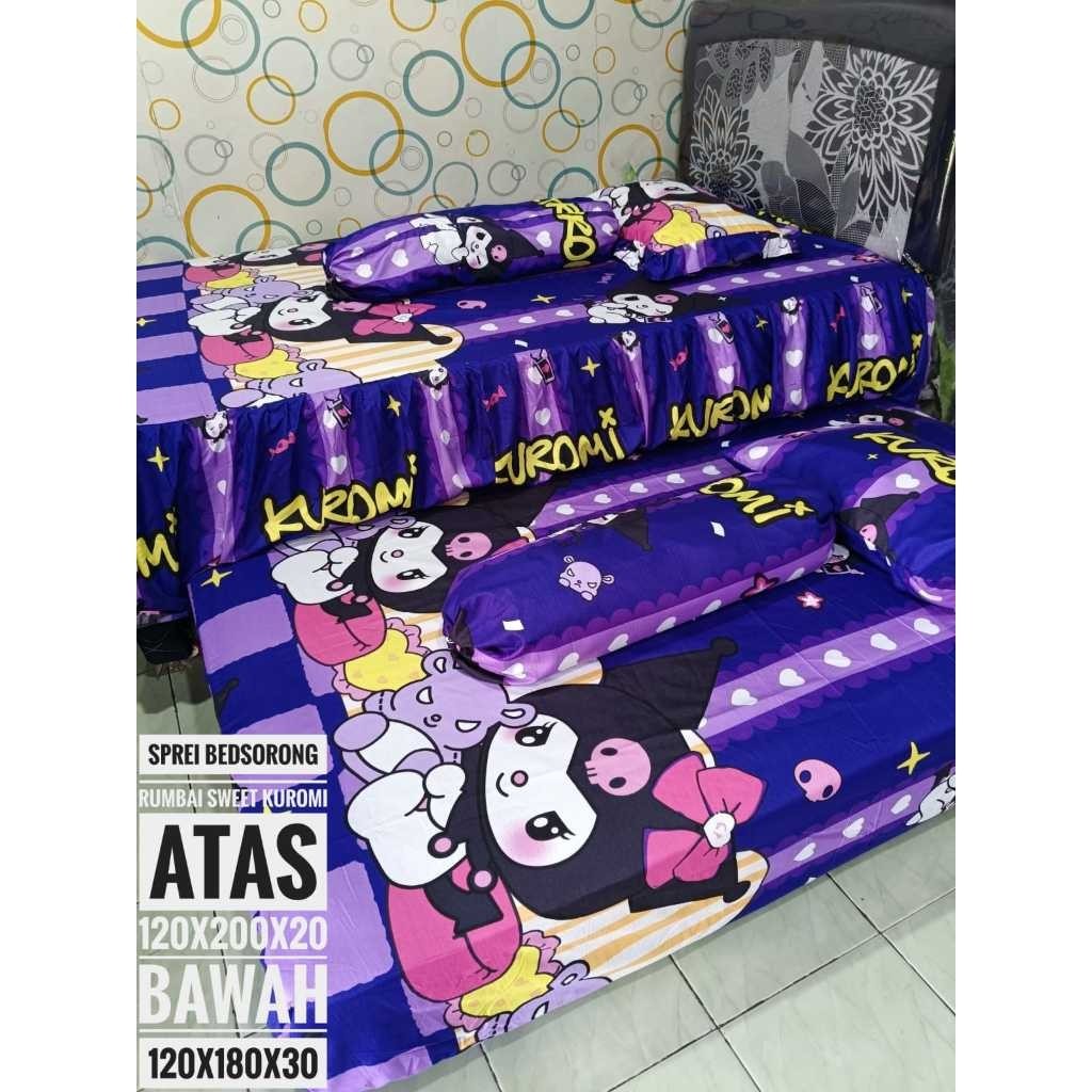 Gebyar Promo SPREI SORONG RUMBAI KUROMI VIRAL ADEM HALUS LEMBUT KATUN  DISPERSE PREMIUM atas120x200x
