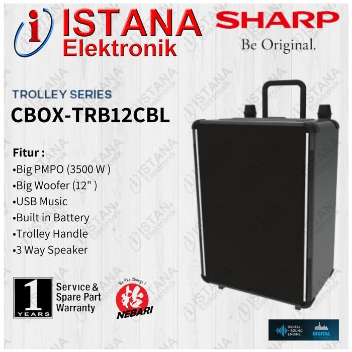 SHARP TROLLEY SPEAKER AKTIF SYSTEM 12 INCH CBOX-TRB12CBL