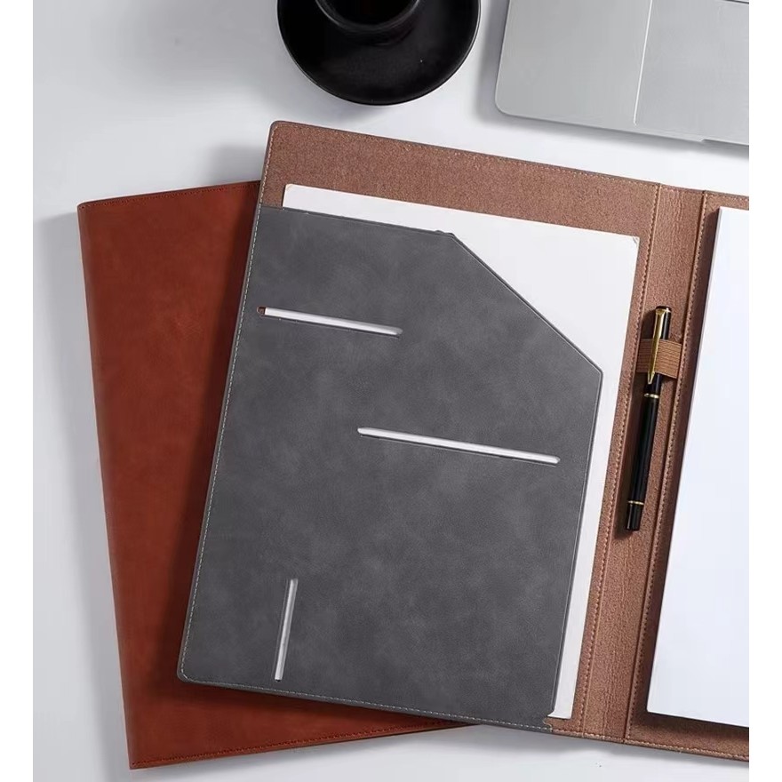 

A4 PU Leather Business File Folders Organizer Case Vintage Binder Manager Clip Document Pads Office File Folder Flip Writing Pad
