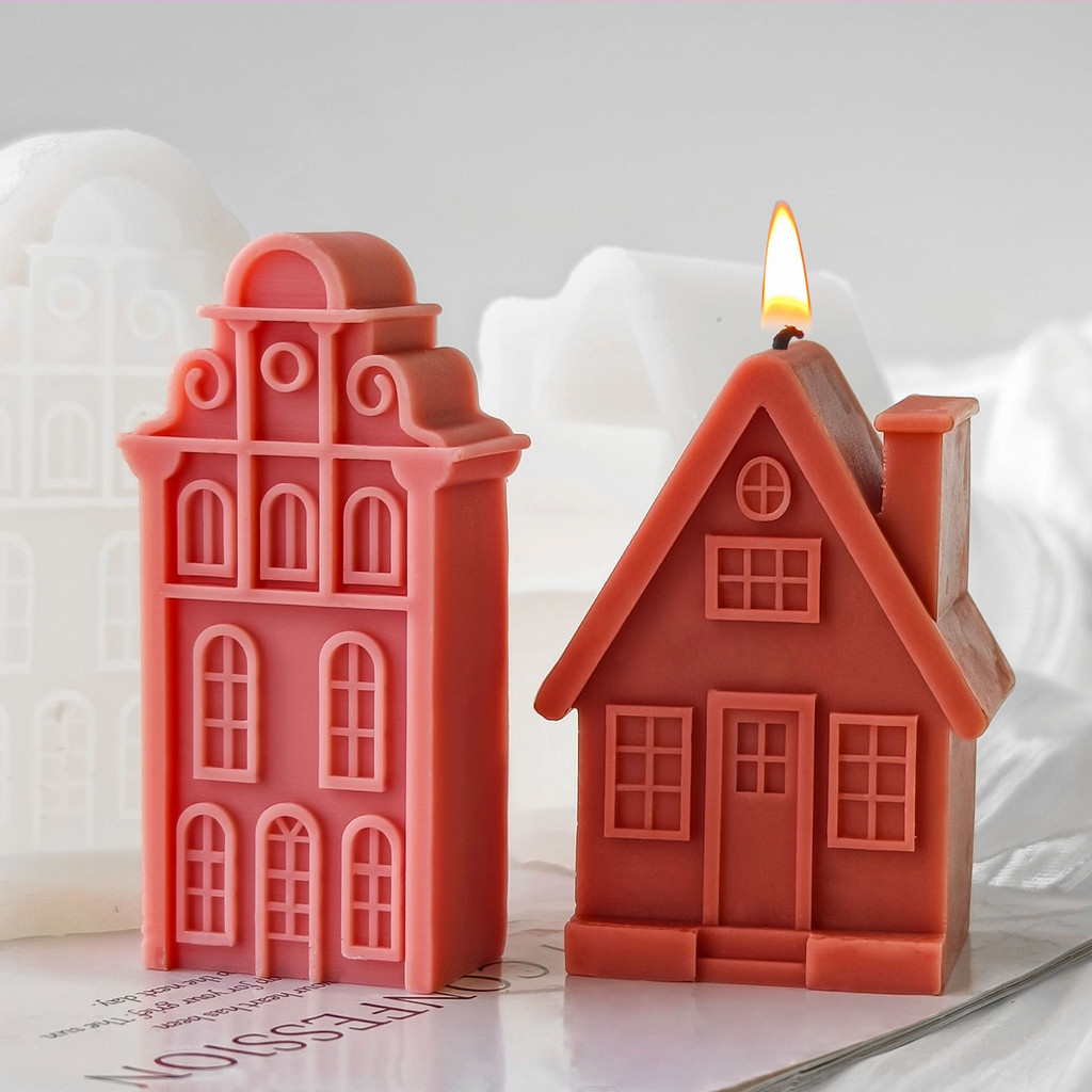 

3D House Silicone Candle Mold DIY Handmade Window Houses Aroma Soap Molds Plaster Resin Casting Mould Home Decor Craft Gifts