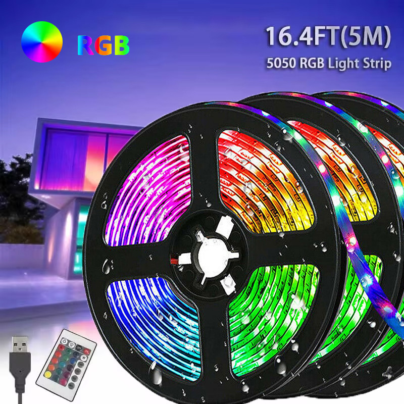 5/10M LED Strip Light Color  anging 5050 RGB USB Flexible Lights with 24 Keys FOR  ildren Gaming Roo