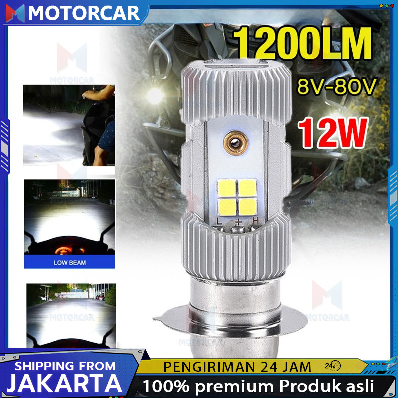LAMPU DEPAN MOTOR LED  LED 2SISI H6 ARUS DC P15D M5 BST BOHLAM LAMPU DEPAN MOTOR LED HS1 H4 12V KAKI