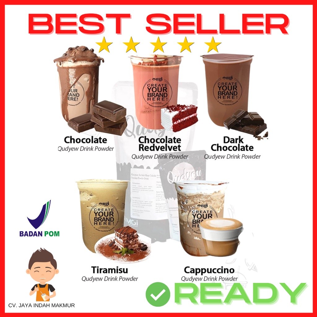 

KIT QUDYEW Drink Powder Import Taiwan Bubuk Minuman Taro Chocolate Thai Tea Strawberry Mango Avocado Cappuccino Tiramisu Tiramisu Vanilla Red Velvet PIRT BPOM